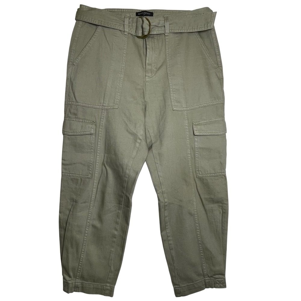 Banana Republic Belted Cargo Pants Olive Green Utility‎ Cropped Size 8